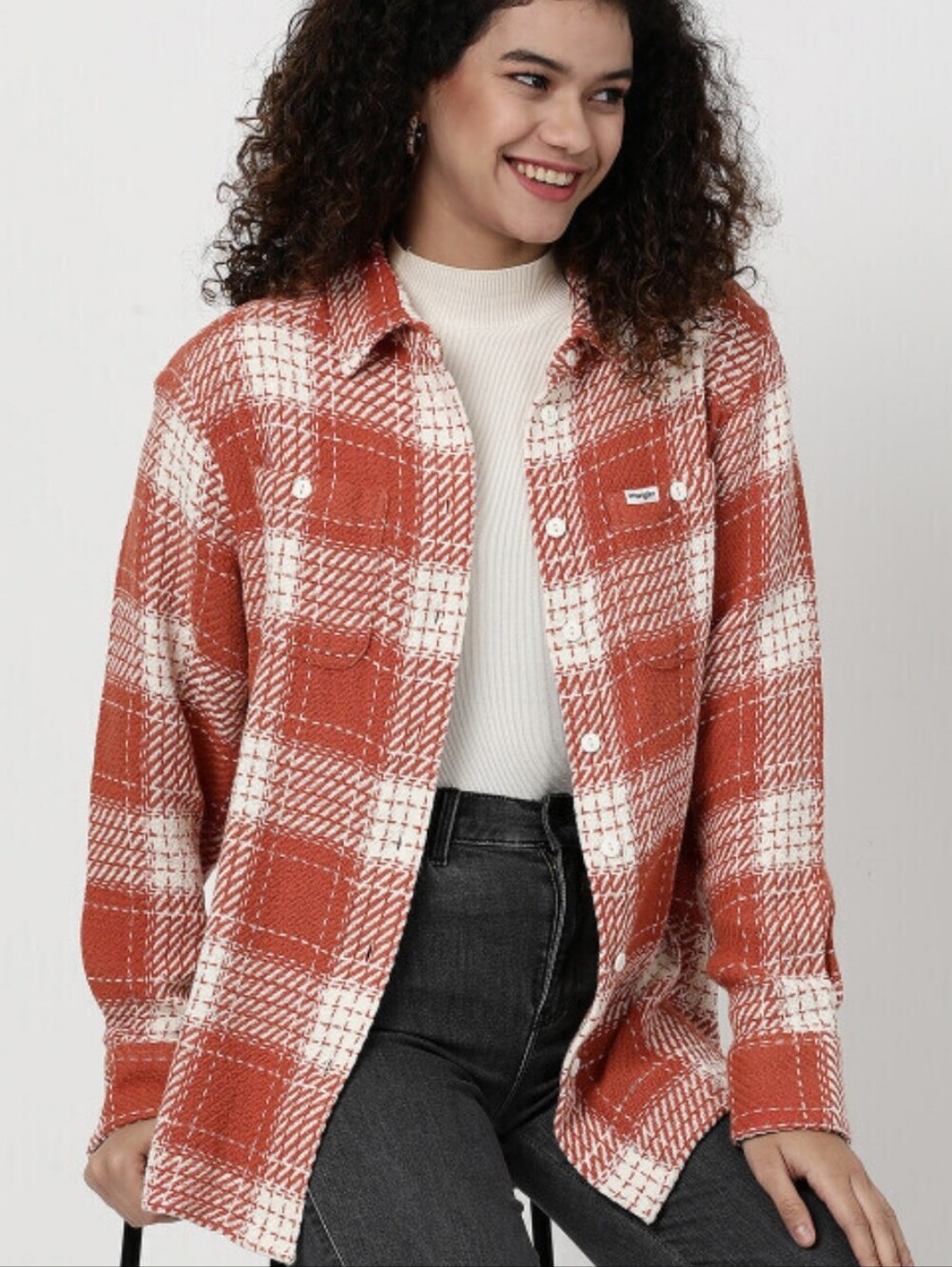 Wrangler Checked Red Relaxed Fit Shirt